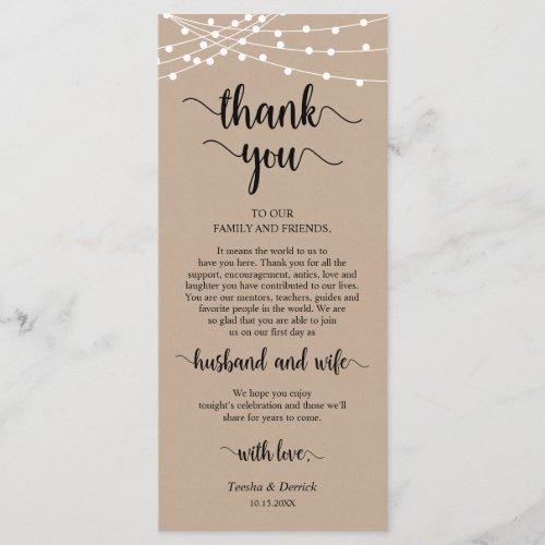 Place Setting Thank You Kraft String Lights Cards