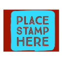 Place Stamp Here Postmodern Postcard - Red/Aqua