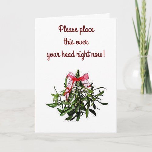 PLACE THIS MISTLETOE OVER YOUR HEAD_BE RIGHT OVER HOLIDAY CARD