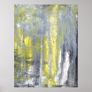 'placed' Grey And Yellow Abstract Art Poster by T30Gallery at Zazzle
