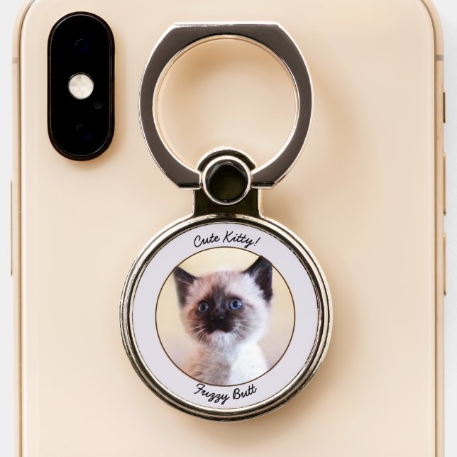 Placeholder Kitty Add Your Cute Custom Photo  Phone Ring Stand (Close Up)