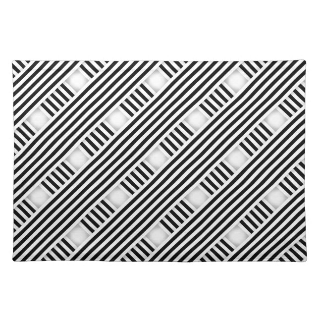 Placemat-Black & White Abstract Cloth Placemat (Front)