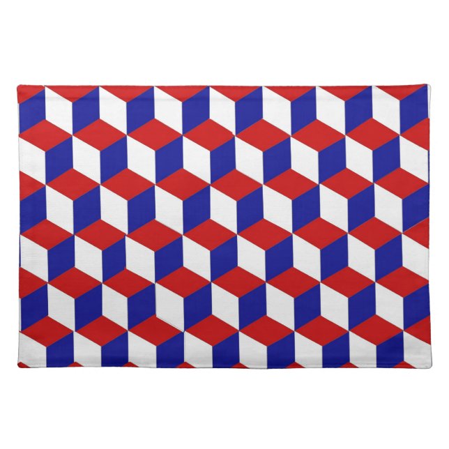 Placemat - Block illusion in Red, White, and Blue (Front)