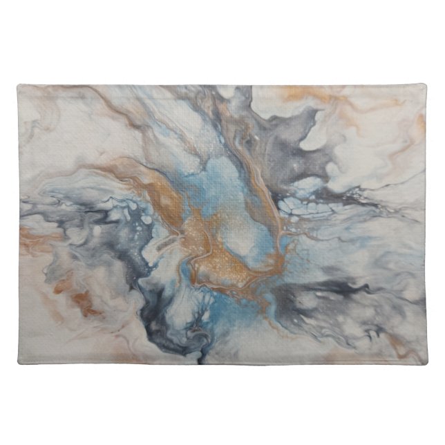 Placemat - blue, gray, bronze, white abstract (Front)