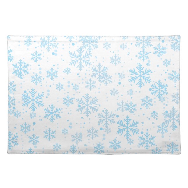 Placemat, Blue snowflakes fun winter design Cloth Placemat (Front)
