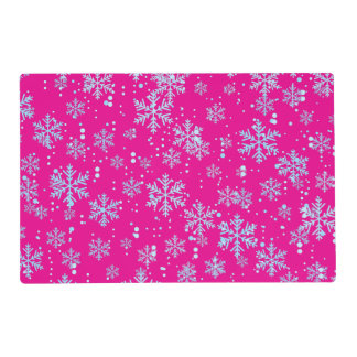 Placemat, Bright Pink with Snowflakes Placemat