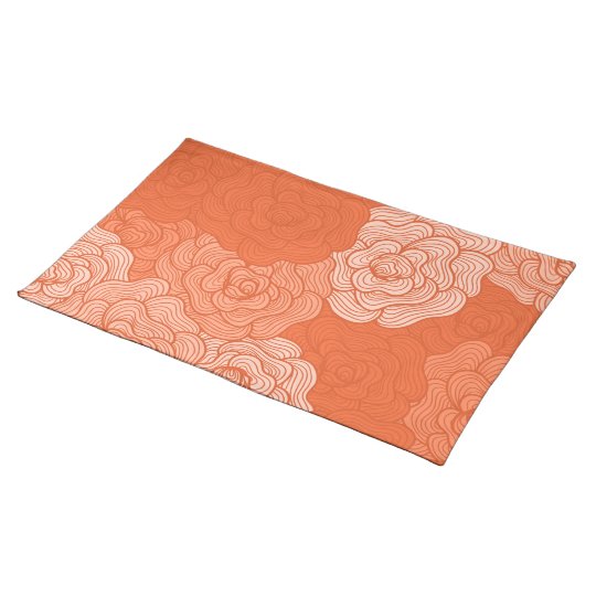 Placemat, Coral Colored Abstract Floral Design Cloth Placemat
