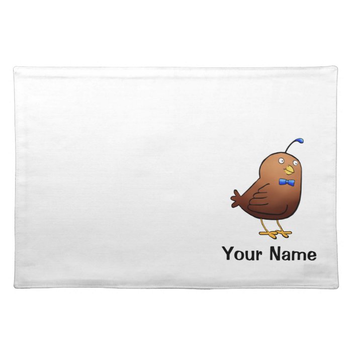 Placemat, Cute Quail Cartoon, Name Template