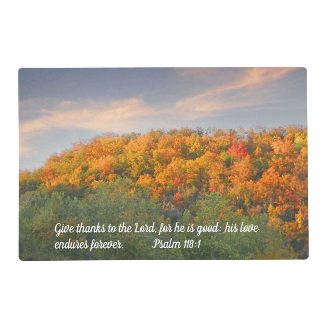 Placemat, Give Thanks to the Lord, Fall Foliage Placemat (Front)
