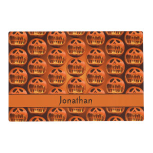 Placemat Halloween scary pumpkin face name