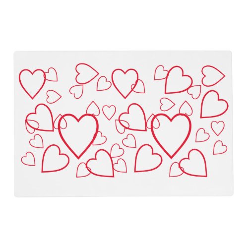 Placemat _  Heart Outlines in Red and White