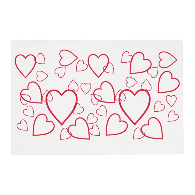 Placemat -  Heart Outlines in Red and White (Front)
