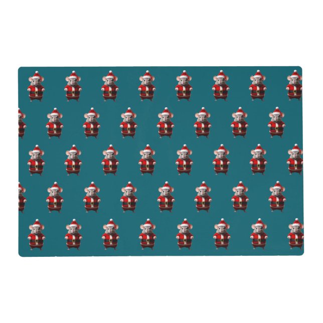 Placemat - Holly Leaves and Santa Mouse (Front)
