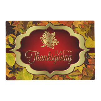 Placemat - Laminated - Autumnal Happy Thanksgiving