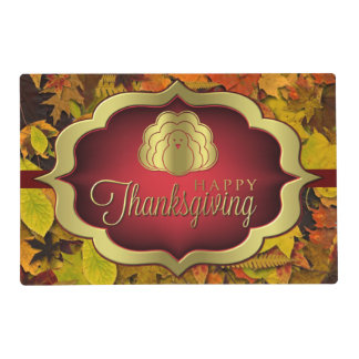Placemat - Laminated - Autumnal Happy Thanksgiving