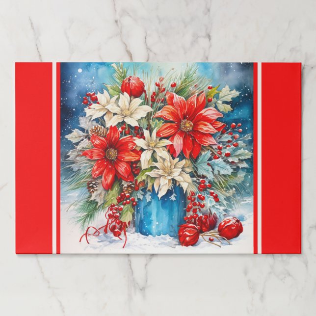 Placemat Large Sheets Christmas Poinsettias (Front)