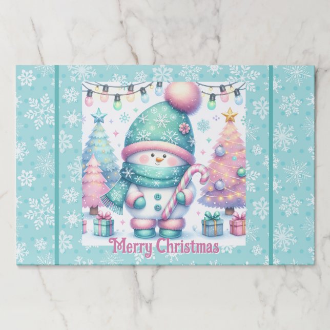 Placemat Large Sheets Cute Christmas Snowman (Front)