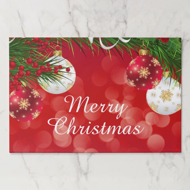 Placemat Large Sheets Merry Christmas Red & Green (Front)