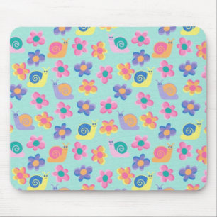 Placemat Mousepad Kid's Girls Little Flower Snails