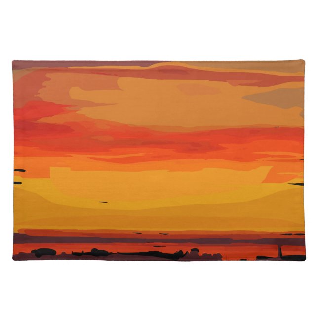 Placemat of an abstract art print by Kirt Tisdale. (Front)