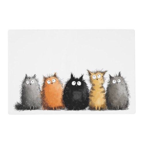 Placemat or Pet Dish Mat-Cartoon Cats
