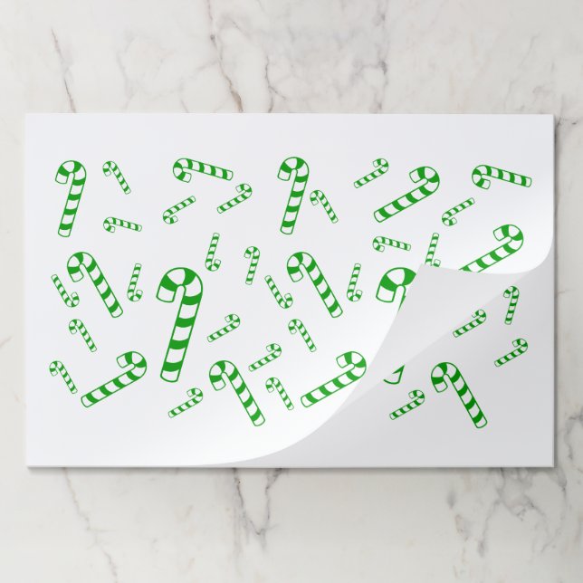 Placemat pad - Green Candy Canes (Folded)