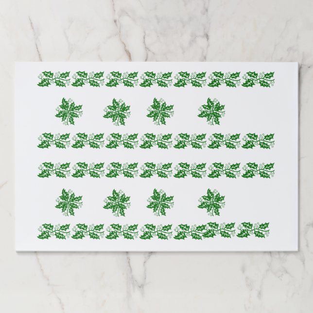 Placemat pad -  Green Holly Leaves (Front)