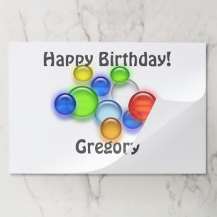 Placemat Pad - Happy Birthday Colored Bubbles