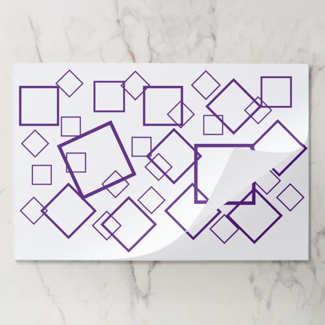 Placemat Pad -  Square Outlines in Purple (Folded)