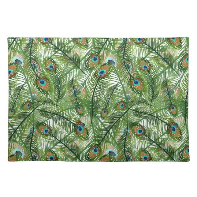 Placemat-Peacock Feathers Cloth Placemat (Front)