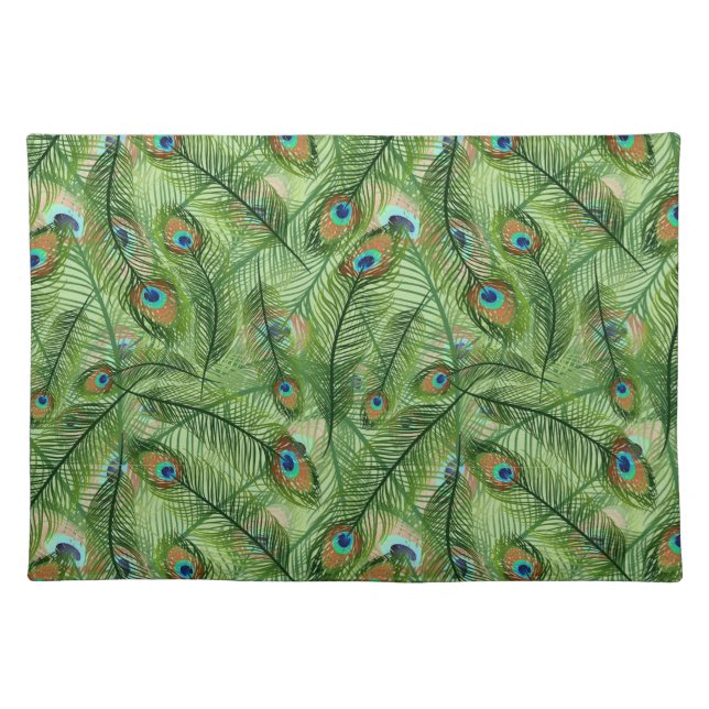 Placemat-Peacock Feathers Cloth Placemat (Front)