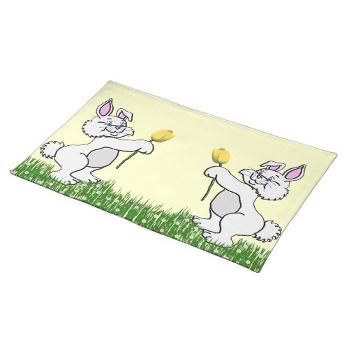 Placemat _ Two Bunnies  Tulips
