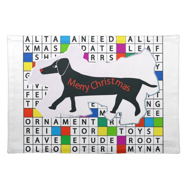 Placemat with Dachshund Crossword & Xmas Theme (Front)