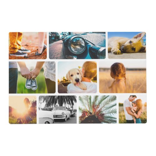 Placemat Your 10 Photo Collage White