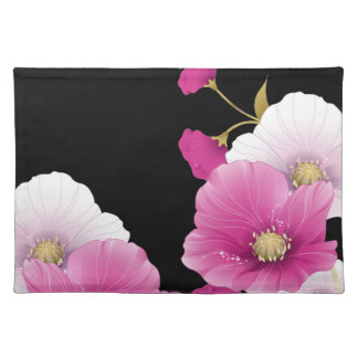 Placemats Floral Pink Flowers Black DECOR SETS