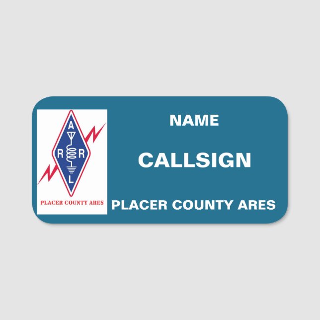 PLACER COUNTY ARES NAME BADGE (Front)