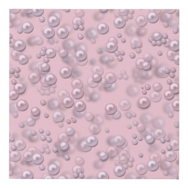 Placers of white-pink pearls on pink velvet faux canvas print (Front)