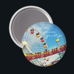 Places quote ferris wheel roller coaster photo magnet<br><div class="desc">“Oh the places you'll go.” Relive the childhood memories of soft breezes and birds-eye views with this red, yellow, and white ferris wheel. Listen to the happy screams from the speeding yellow and red roller coaster every time you use this stunning, colorful photography magnet. Your choice of a round or...</div>