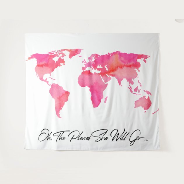 Watercolor world map tapestry sales