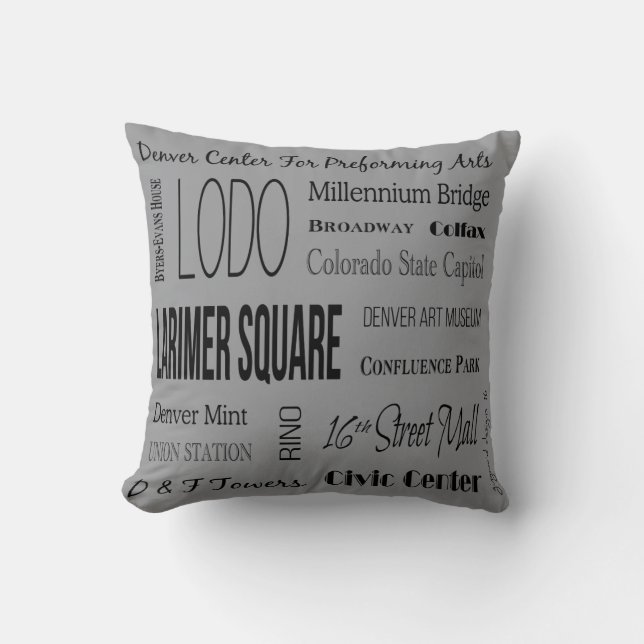 Places to be in Downtown Denver, CO Throw Pillow (Front)