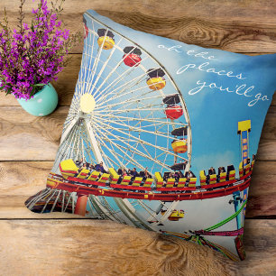 Places You’ll Go Ferris Wheel Roller Coaster Photo Throw Pillow