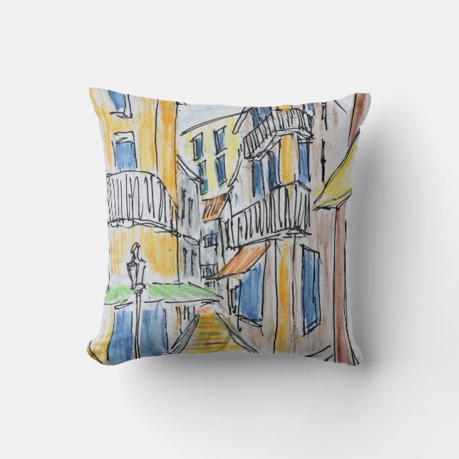 Placette Abbe Robert Jarred | Old Nice, France Throw Pillow (Front)