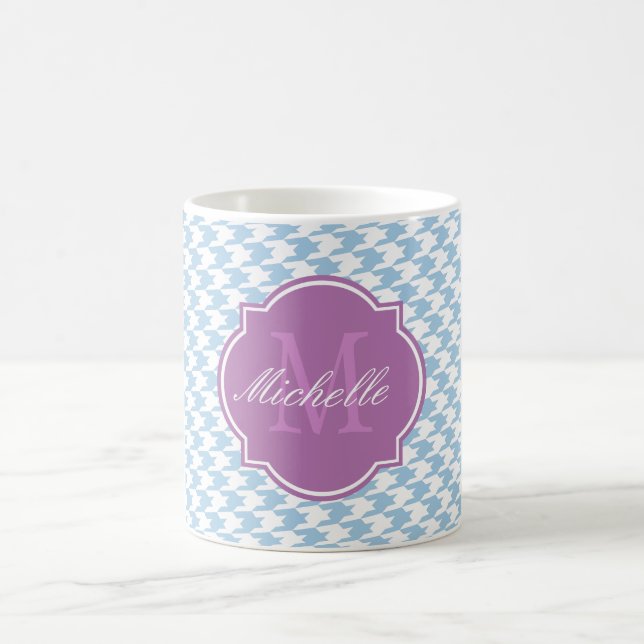 Placid Blue Houndstooth Monogram Mug (Center)