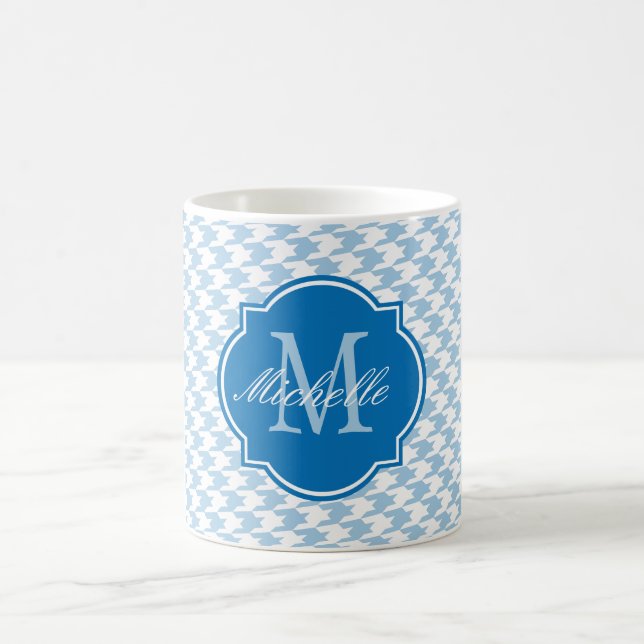 Placid Blue Houndstooth Monogram Mug (Center)