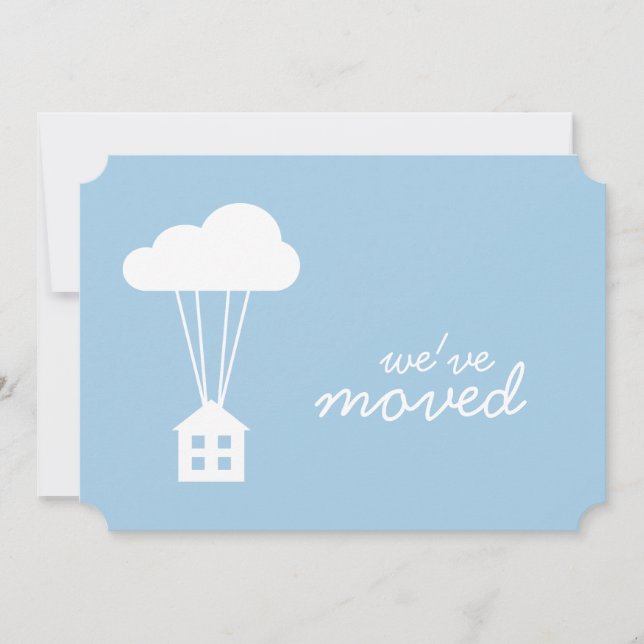 Placid Blue House & Cloud  Housewarming Invite (Front)