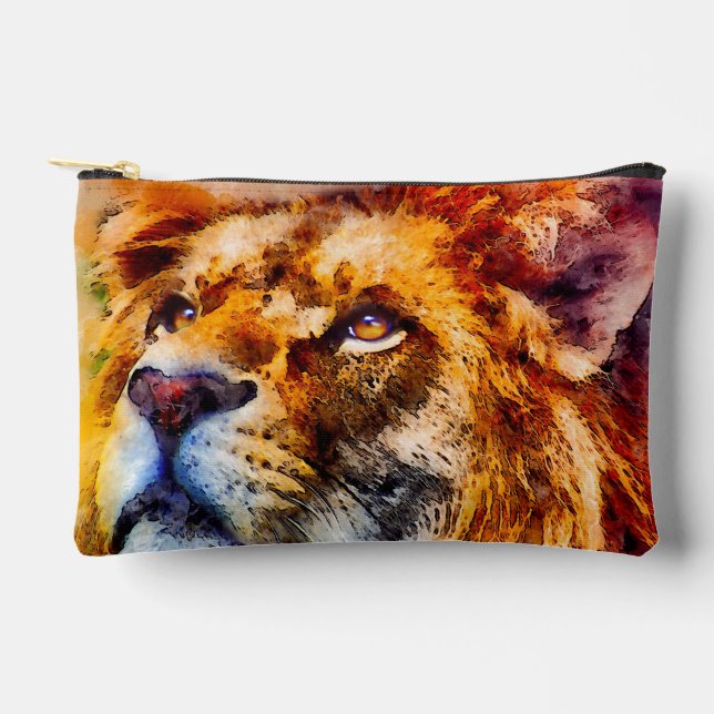 Placid Lion Face Accessory Pouch (Front)