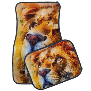 Placid Lion Face Car Floor Mat