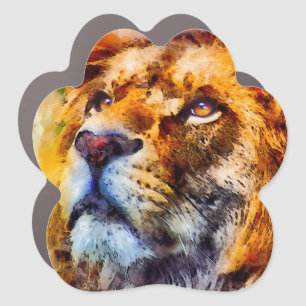 Placid Lion Face Car Magnet