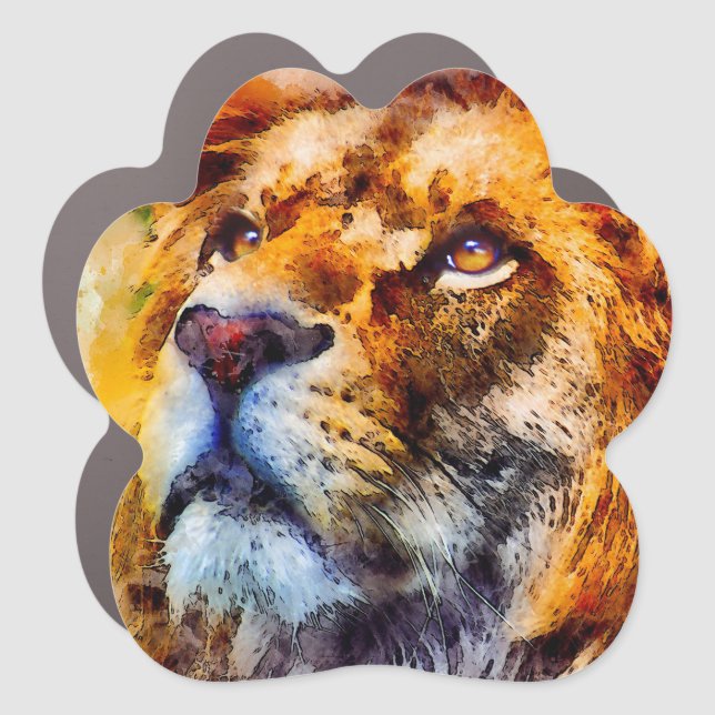 Placid Lion Face Car Magnet (Front)