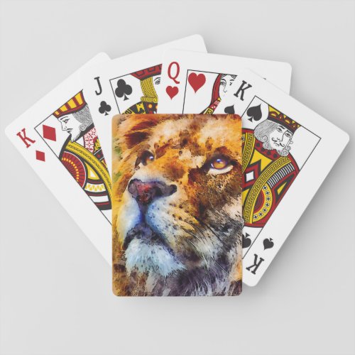 Placid Lion Face Poker Cards